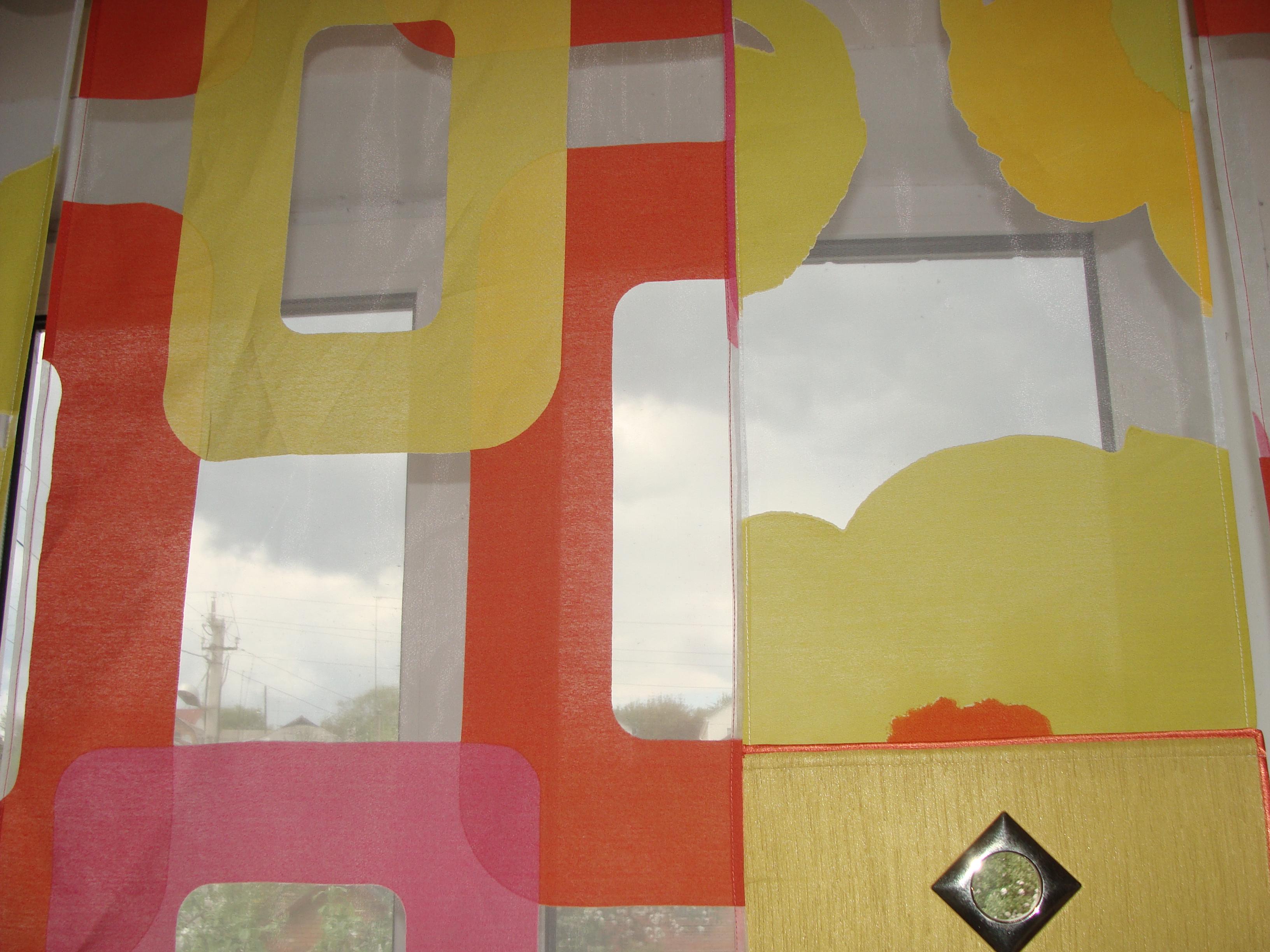 Комплект панельних фіранок Firanka Abstract карниз 160 см 5 шт. Салатовий з помаранчевим (15па) - фото 3