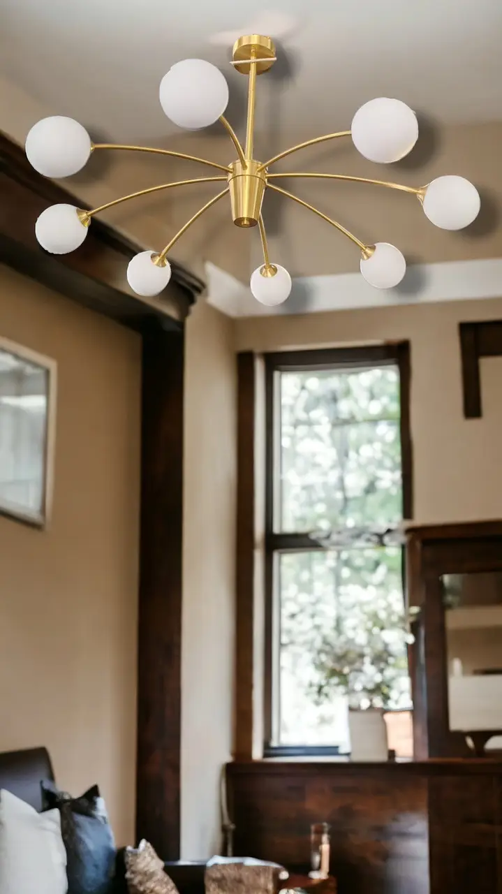 Люстра Шары 8914 LED на 8 плафонов Золотой (703817) - фото 2 Люстра Шары 8914 LED на 8 плафонов Золотой (703817) - фото 2