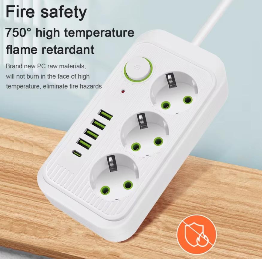 Сетевой фильтр Fuan F09U 4 USB 3AC 16A Белый (28062021) - фото 2