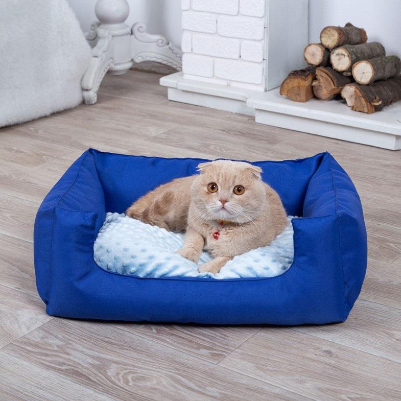 Лежак для котов и собак 60х45 см Синий с бирюзовым (43564-Нов)