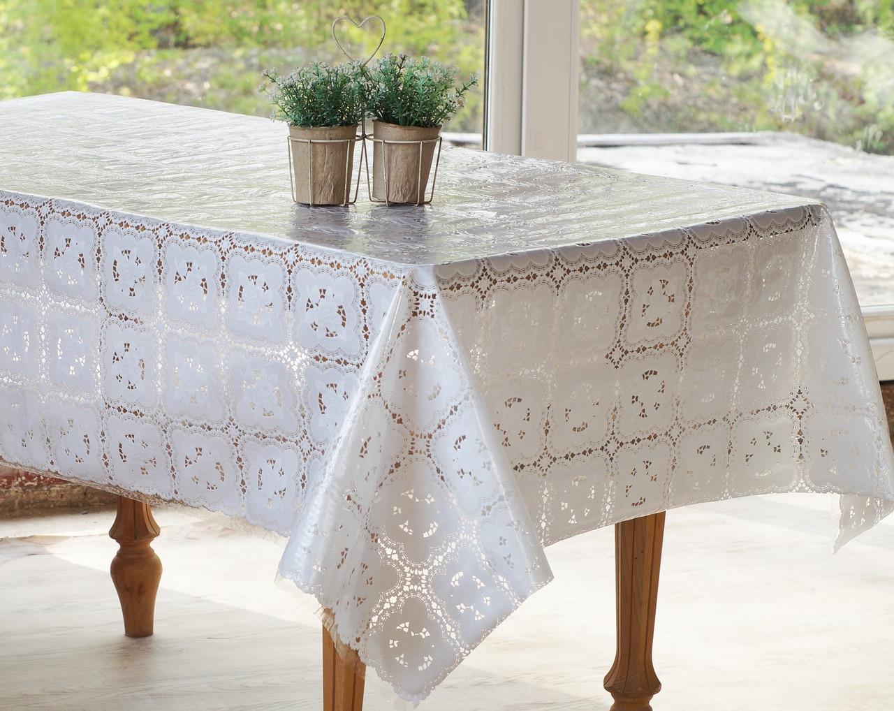 Клеенка кухонная Lace Ажур 1,32 м Белый (017C)
