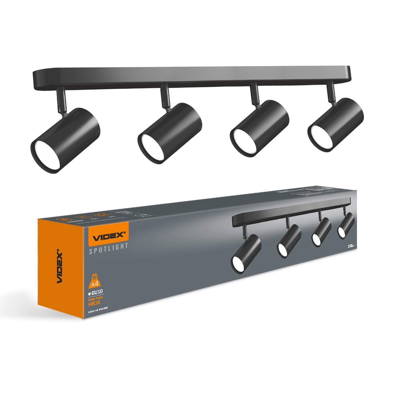 Спот накладной Videx под лампу 4xGU10 поворотный VL-SPF05B-WPB Черный (00000056297)