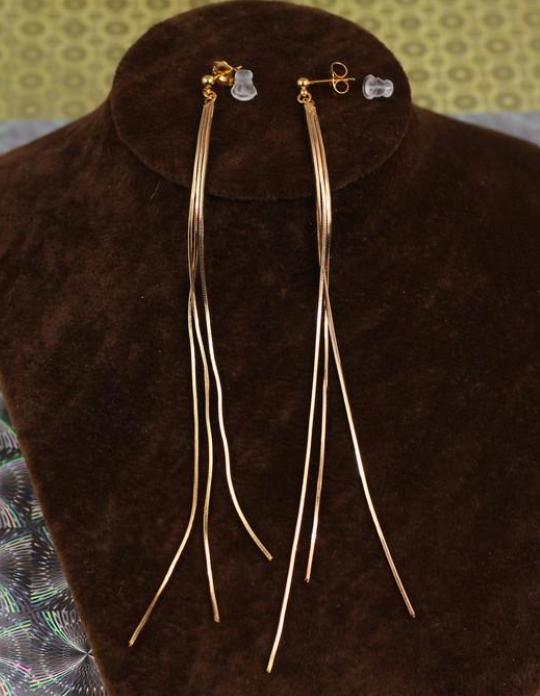 Серьги гвоздики Xuping Jewelry Три нитки 14 см Золотистый