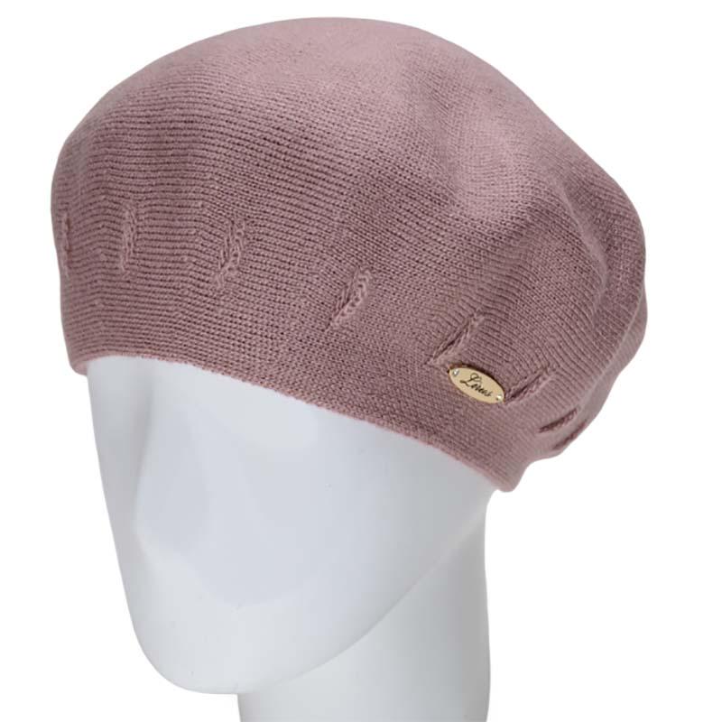 Берет женский Lirus Ели двойной тонкой вязки Пудровый (119098)