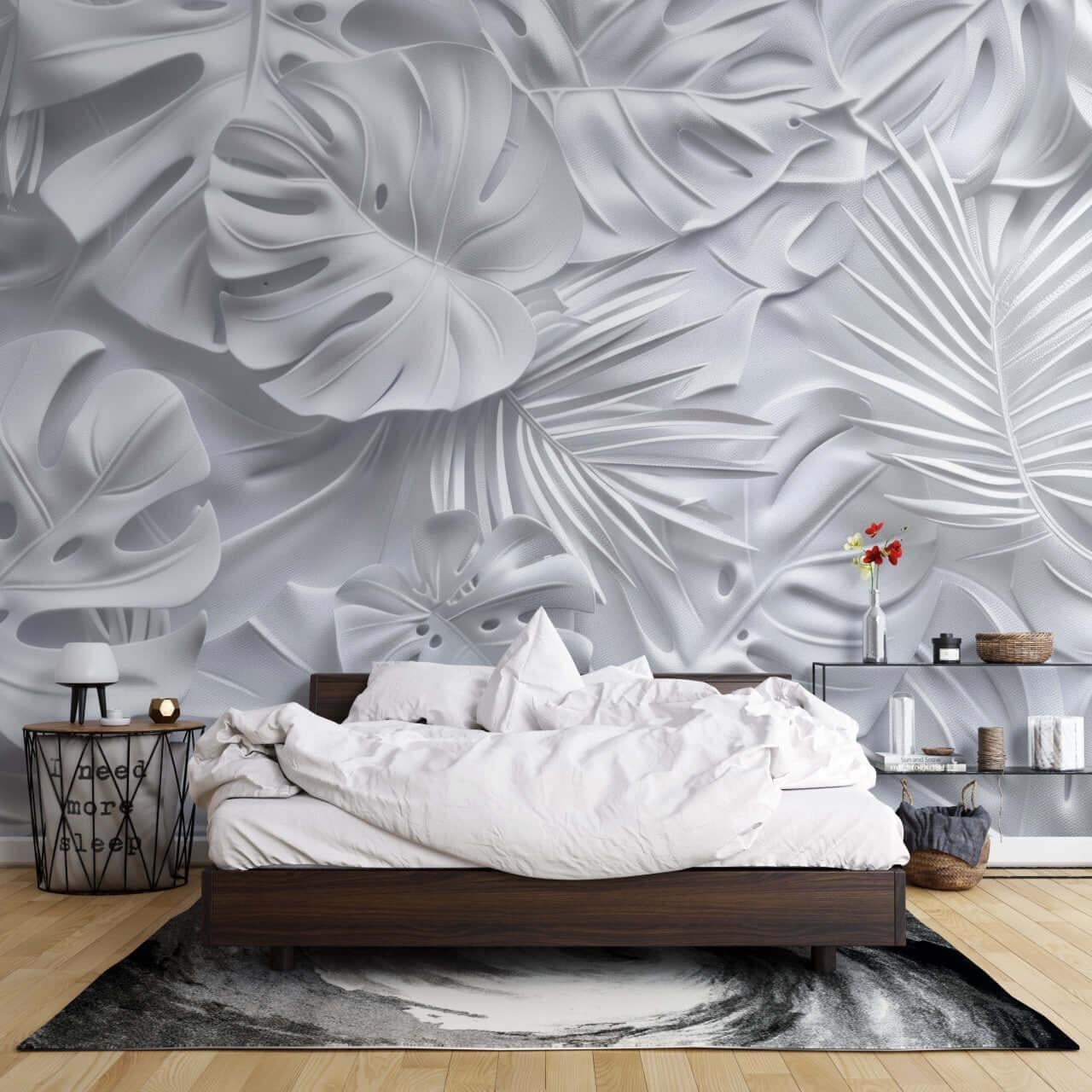 Фотообои флизелиновые Styleo Print-walls 3D Белые листья 0130 300х250 см (Pw-0130/2)