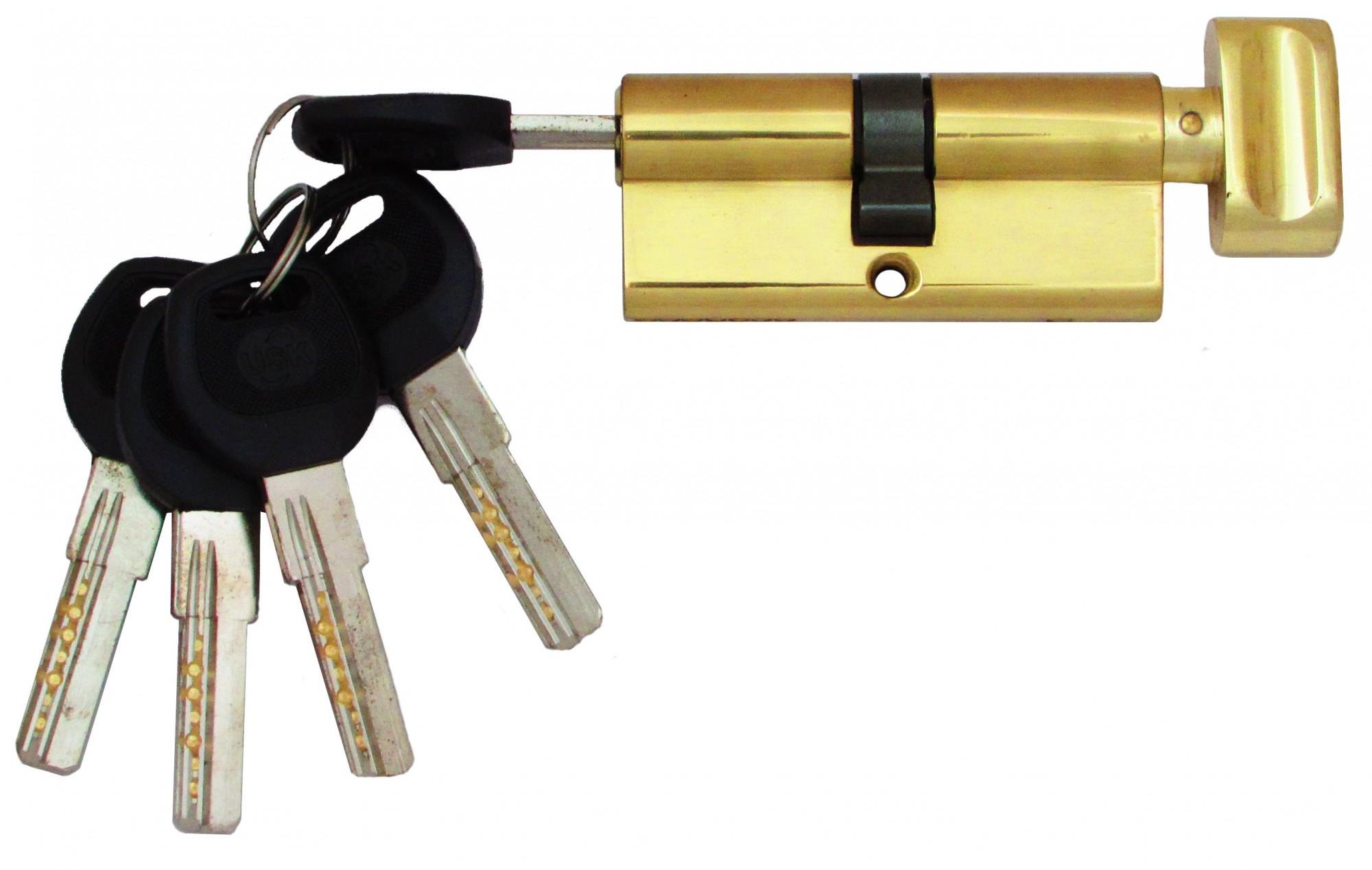 Цилиндровый механизм USK ZC-70 35x35 ключ/поворотник Золото