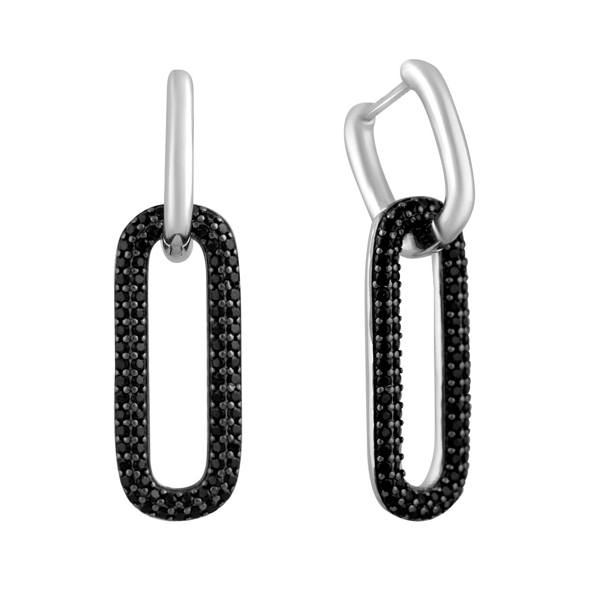 Сережки срібні з чорними фіанітами