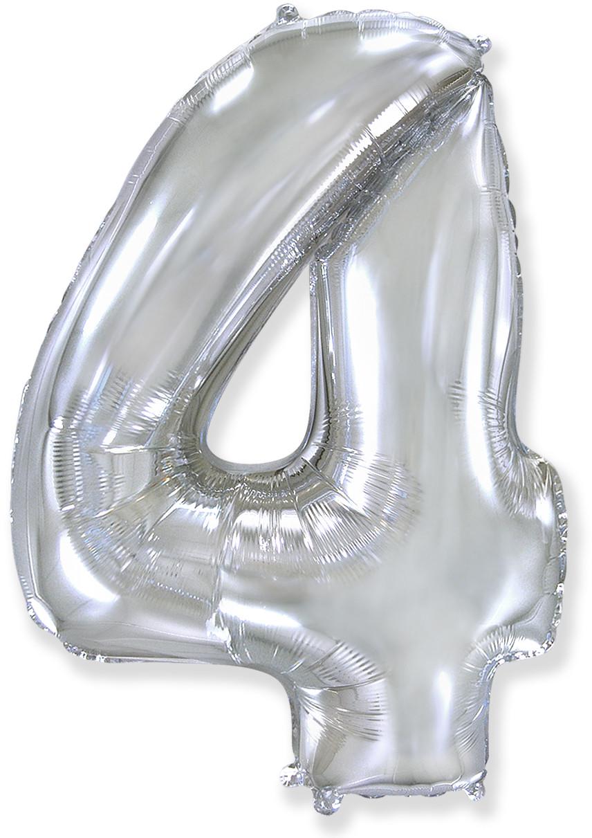 Цифра фольгированная Flexmetal 4 102 см Серебряный (20000608)