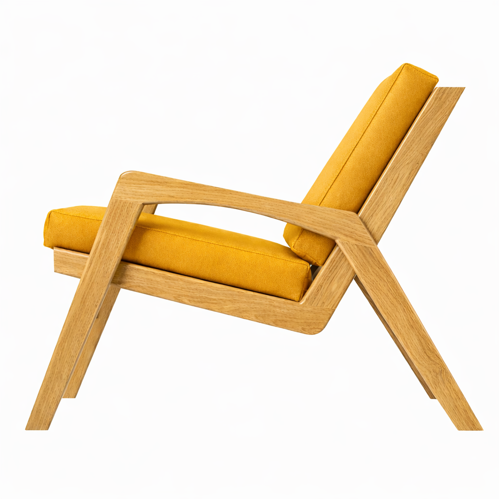 Кресло дизайнерское Hillwood Design из натурального дерева дуба Dubai Yellow