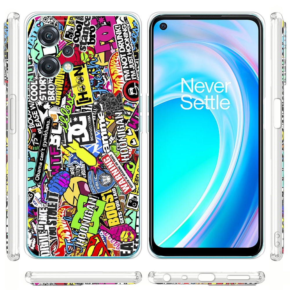 Чохол OnePlus Nord CE 2 Lite 5G Multicolored Inscriptions Прозорий силікон (44617-up880-44617) - фото 3