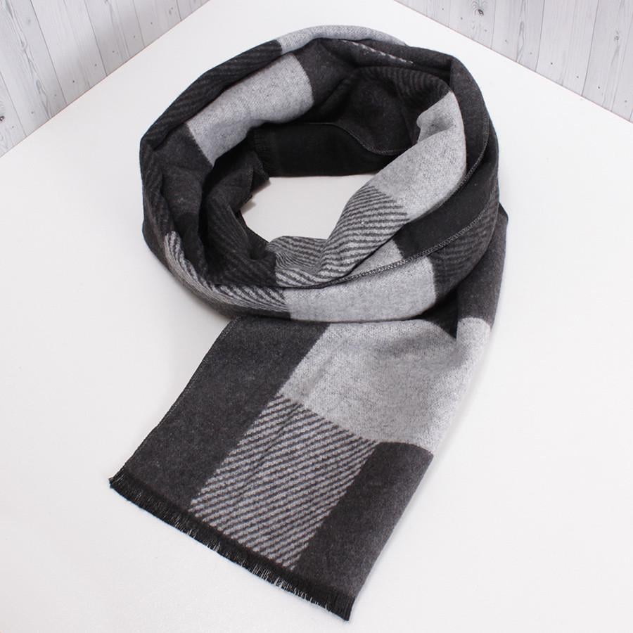 Шарф мужской кашемировый DE ESSE 120023-1 Серо-черный (2016207818)