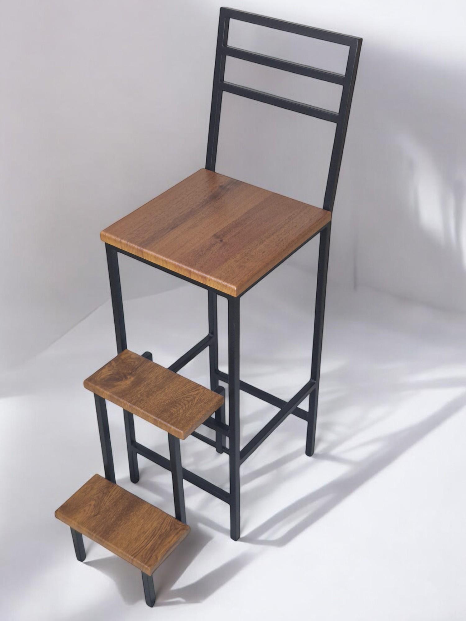 Стул трансформер лофт на 3 сходинки зі спинкою Magnus Горіх - фото 1 Стул трансформер лофт на 3 сходинки зі спинкою Magnus Горіх - фото 1