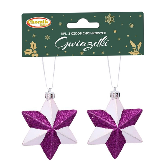 Набор новогодних подвесок Звездочка 7,5 см 2 шт. (43248)