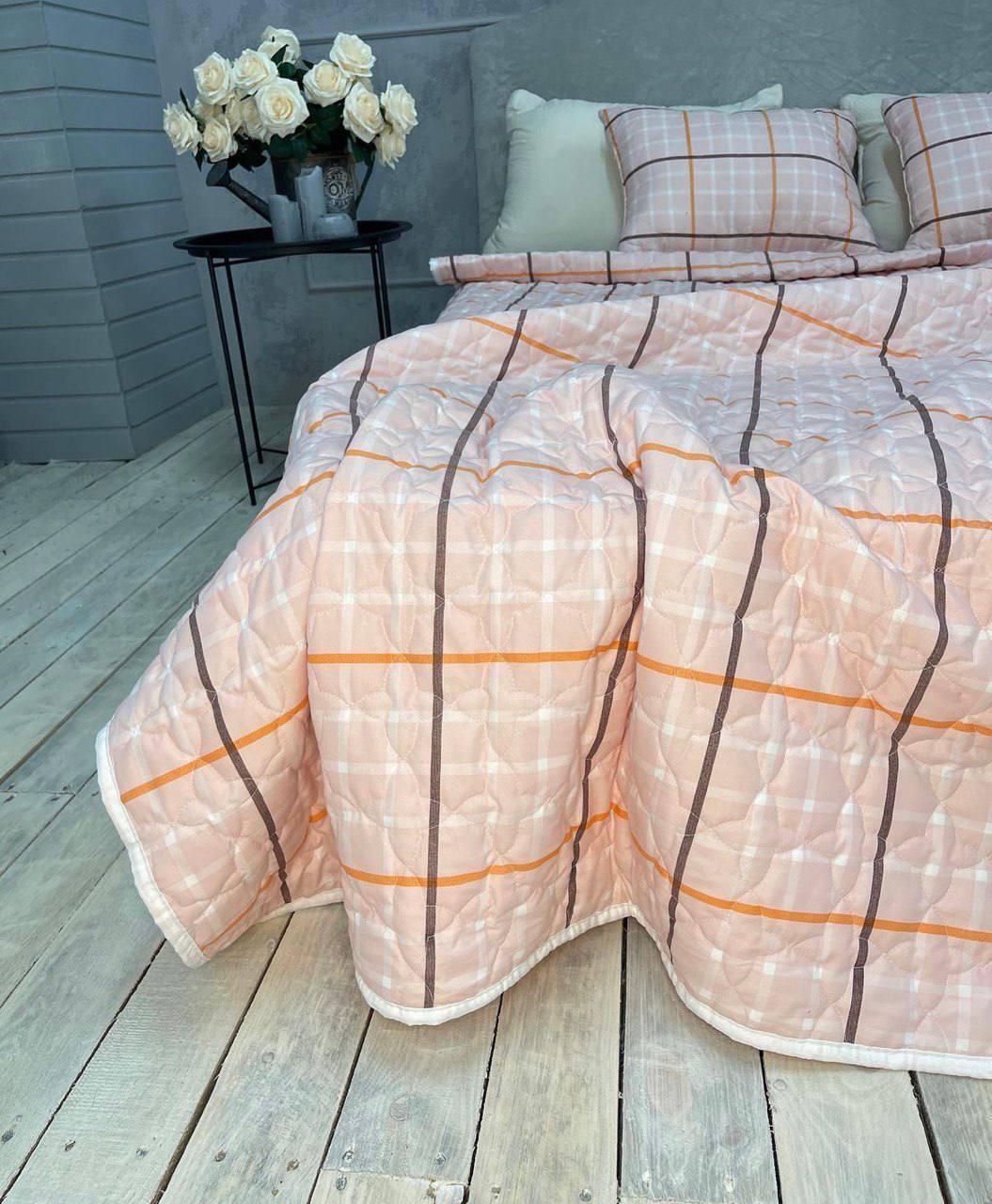 Покривало Євро 220х240 см із двома подушками 40х60 см Персиковий (Д-mur-cap25-013) - фото 2