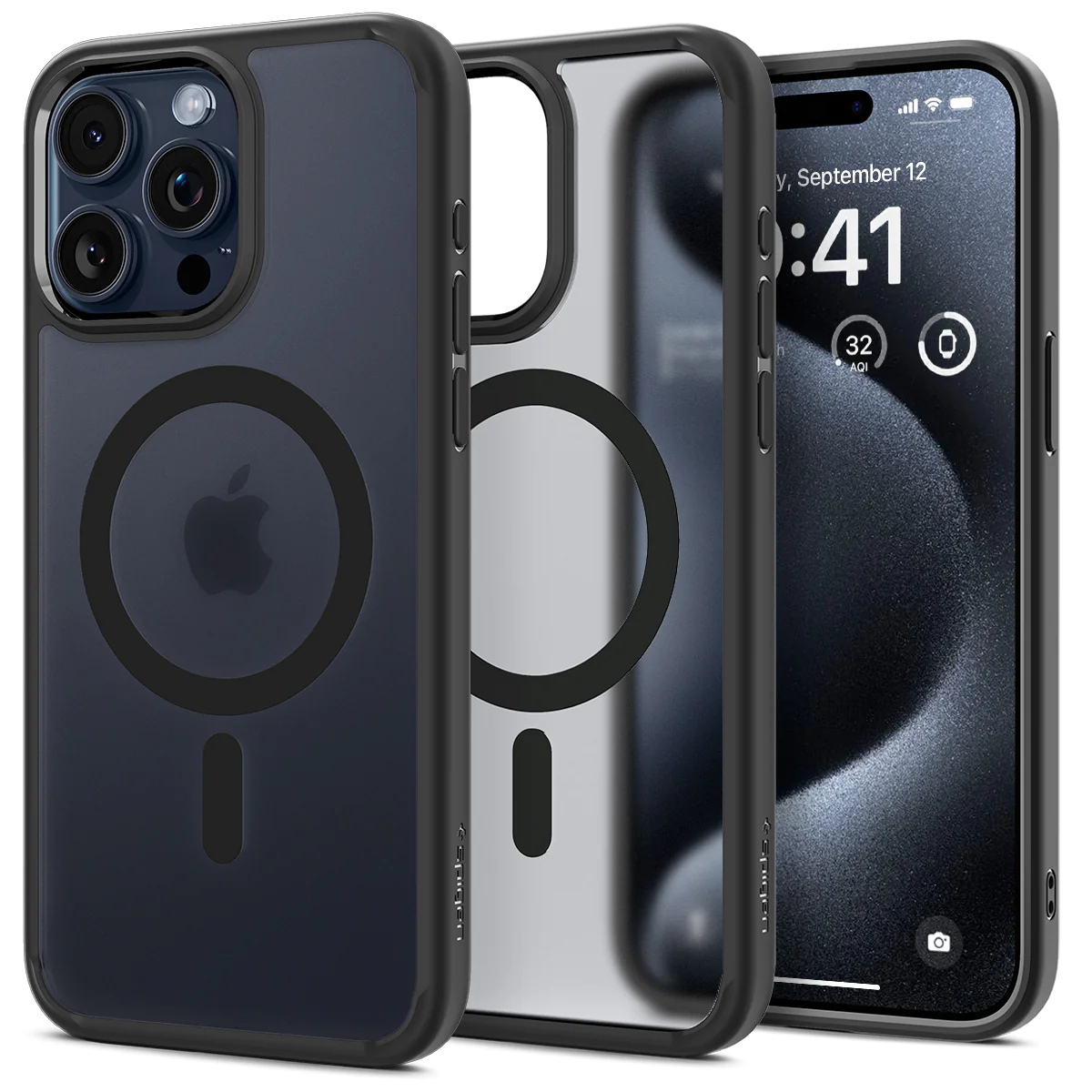 Чехол накладка Spigen Ultra Hybrid Case with MagSafe for iPhone 15 Pro Max Frost Black (ACS06581)