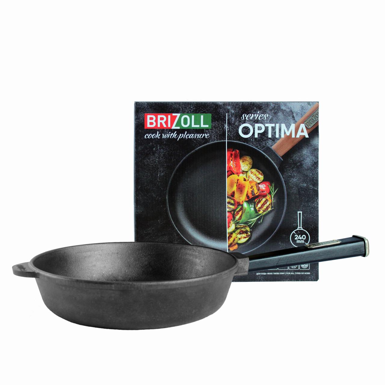 Cковорода Brizoll Optima-Black чугунная с ручкой 240х60 мм (O2460-P1)