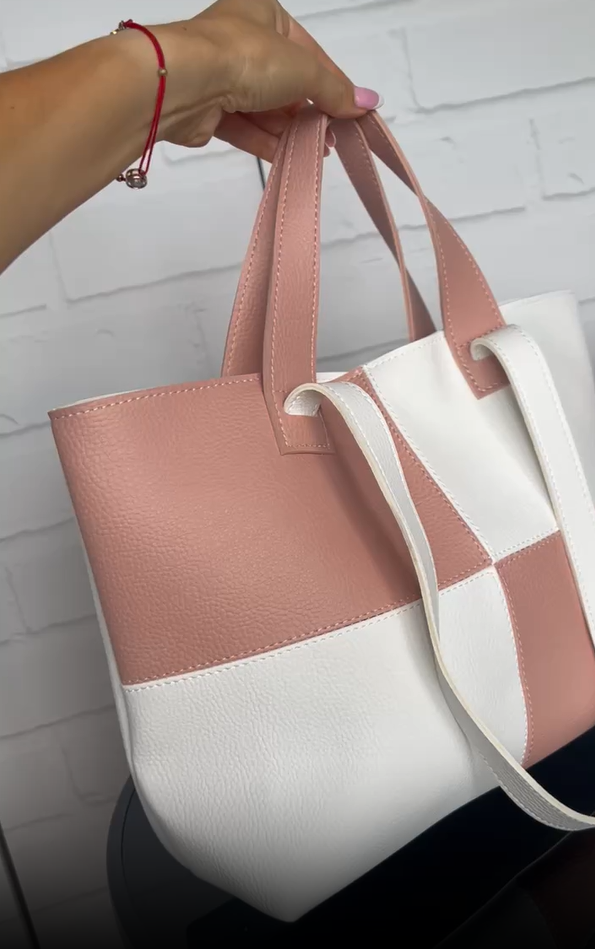 Сумка шопер женская на плечо из экокожи большая вместительная для документов Пудра - фото 4