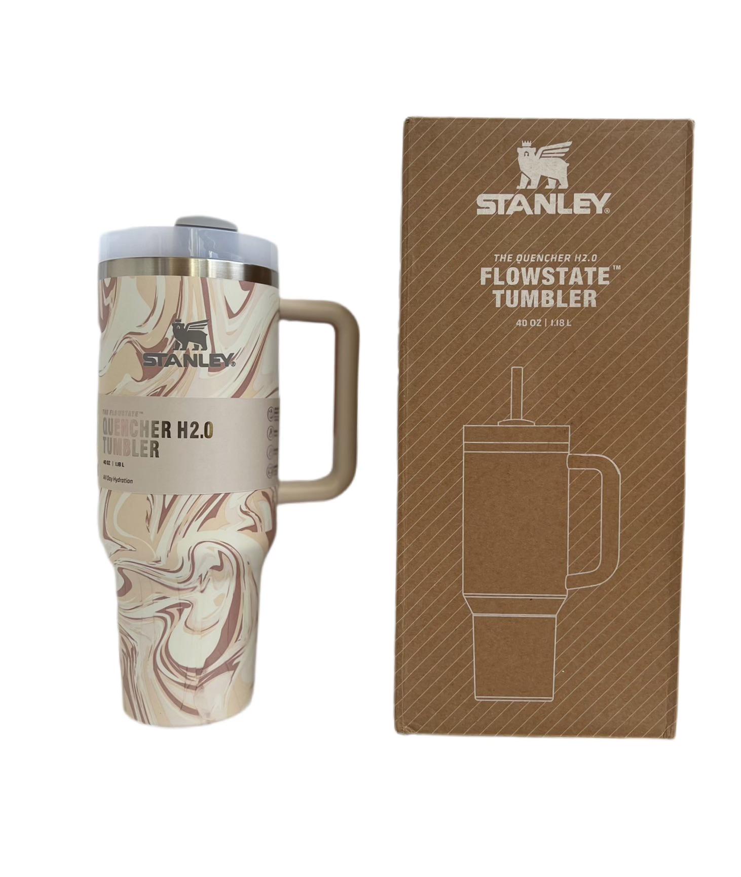 Термокружка Stanley Quencher H2.0 Tumbler 40 oz 1180 мл Бежевий мармуровий (28459029)