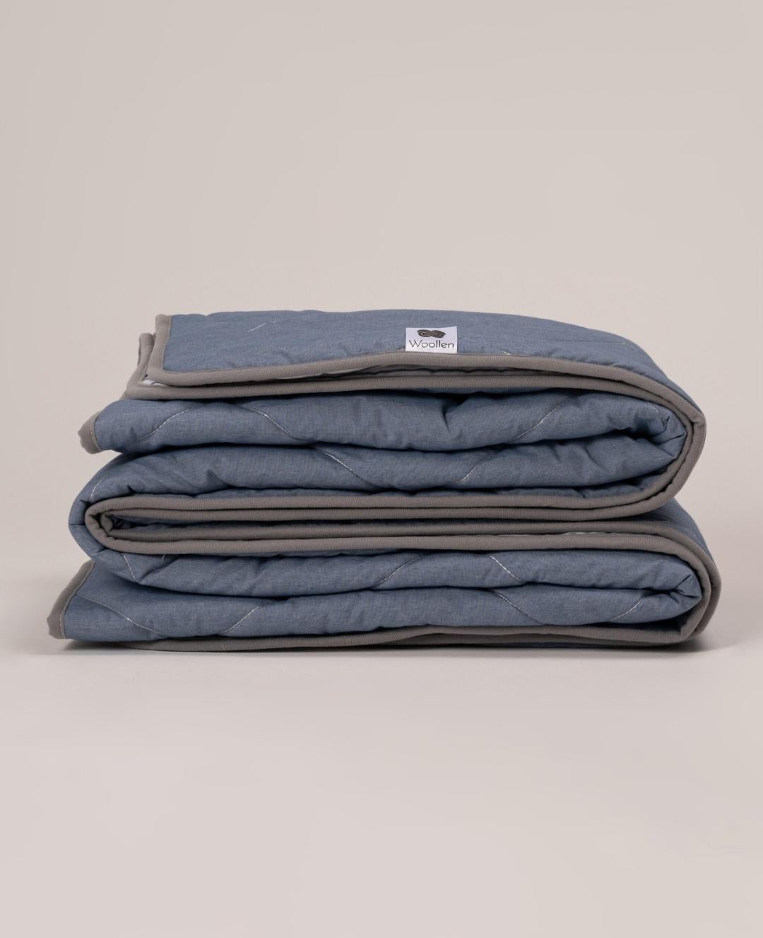 Ковдра з овечої вовни мериносів MERINO Goodnight демісезонна у смужку 180x200 см Синій (987842786551В)