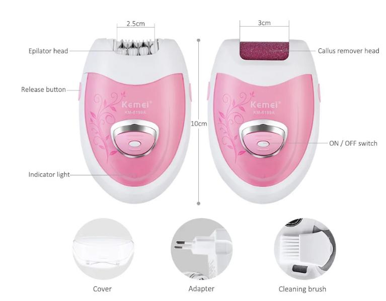 Эпилятор пемза Kemei Km-6199A 2в1 (6199) - фото 7 Эпилятор пемза Kemei Km-6199A 2в1 (6199) - фото 7