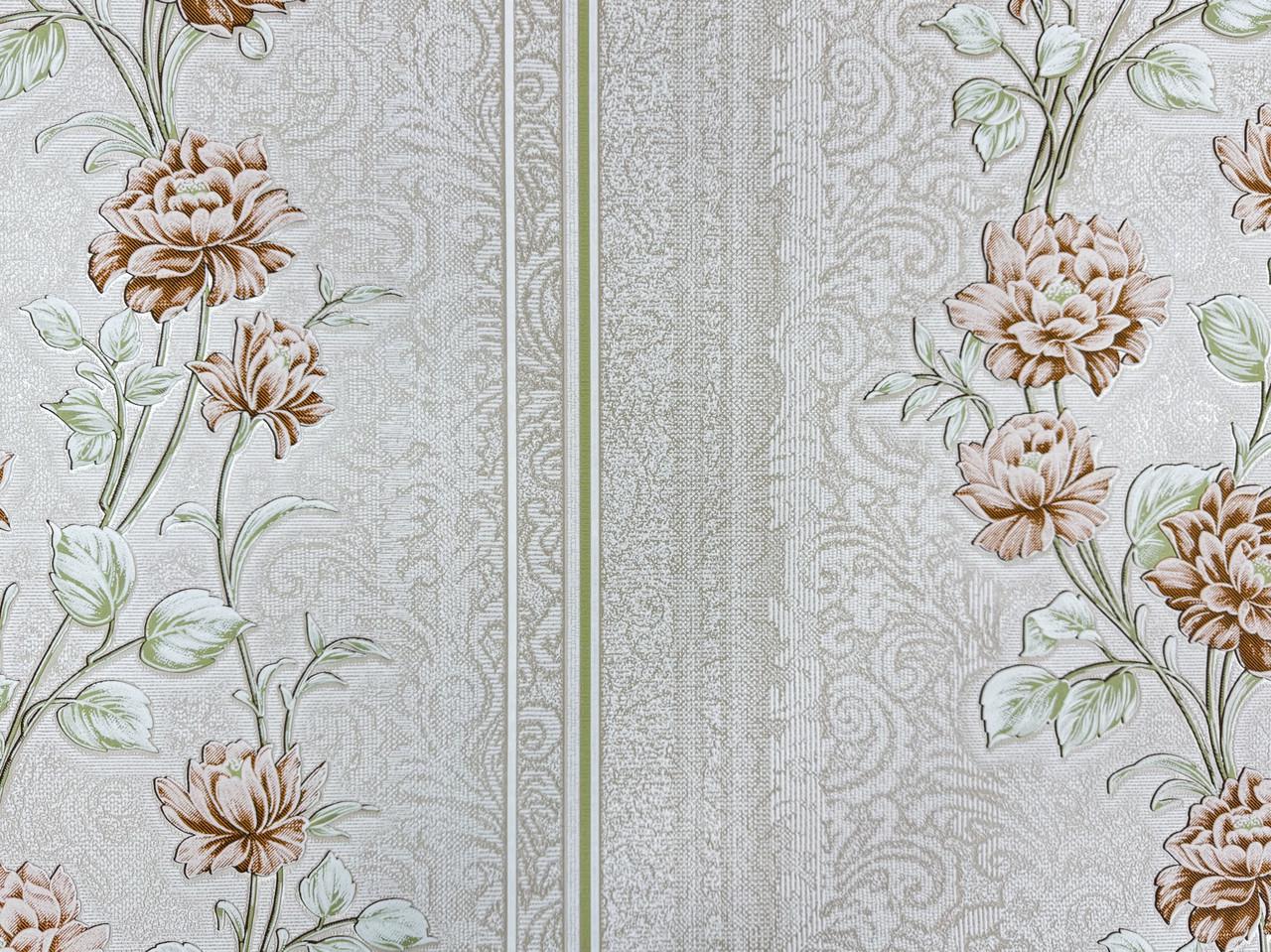 Обои виниловые на флизелиновой основе Славянские обои с цветами 10 м Бежевый (3686-02)