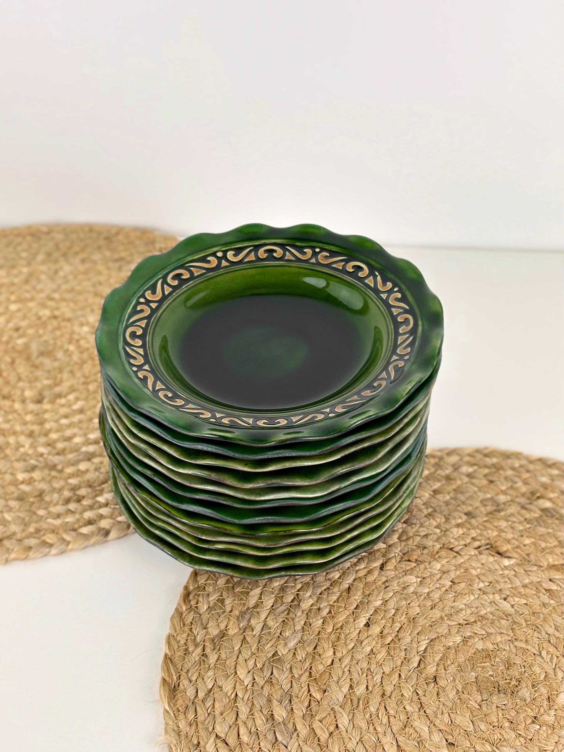 Набор глиняных глубоких тарелок Гражда 20 см х 12 шт. Коричневый (17019-20)