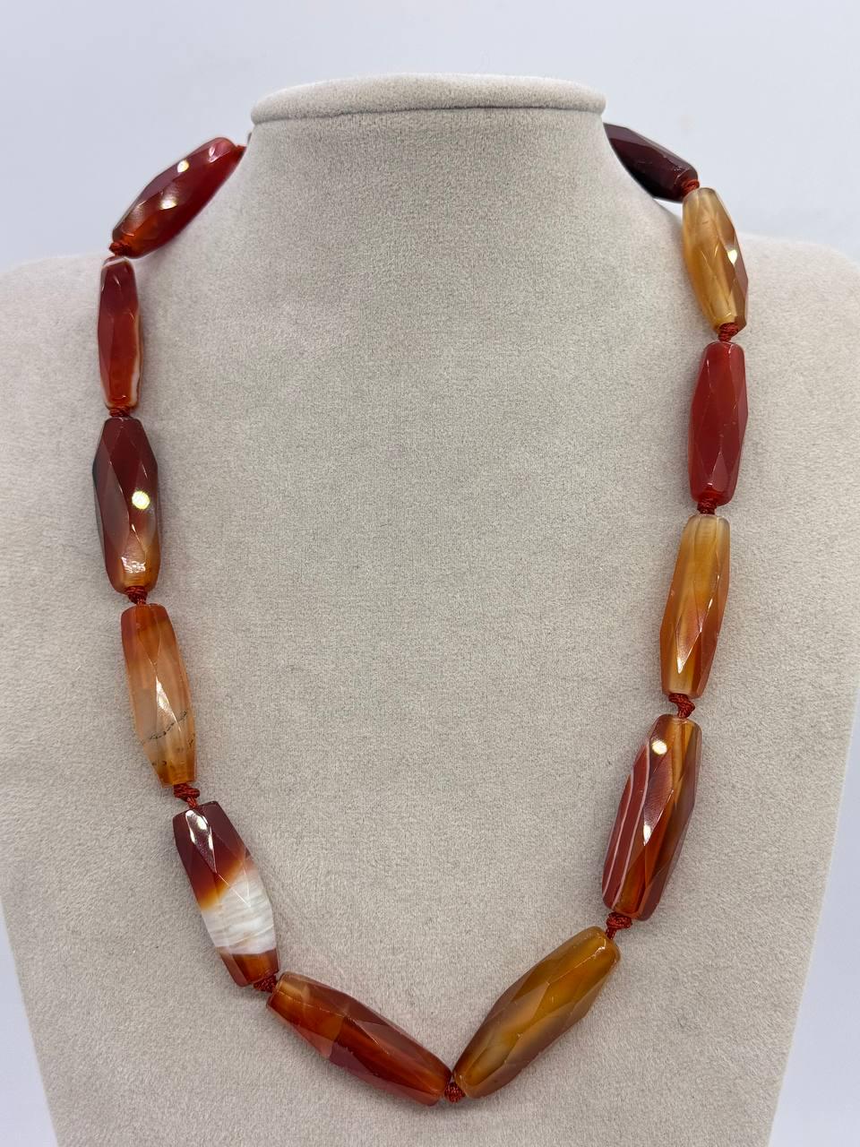 Бусы агат 50 см Коричневый (12209)