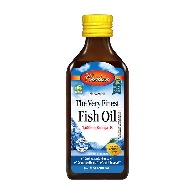 Рыбий жир Carlson Labs The Very Finest Fish Oil 1600 мг Omega-3s 200 мл Лимон (18420-01)