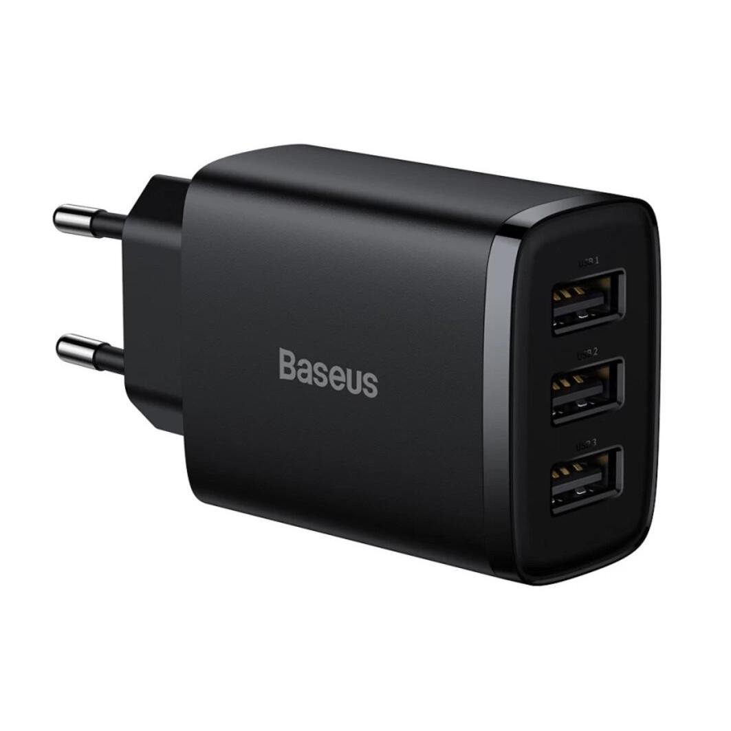 Зарядное устройство для телефона Baseus Compact Charger 3хUSB 17 W Черный (CCXJ020101)