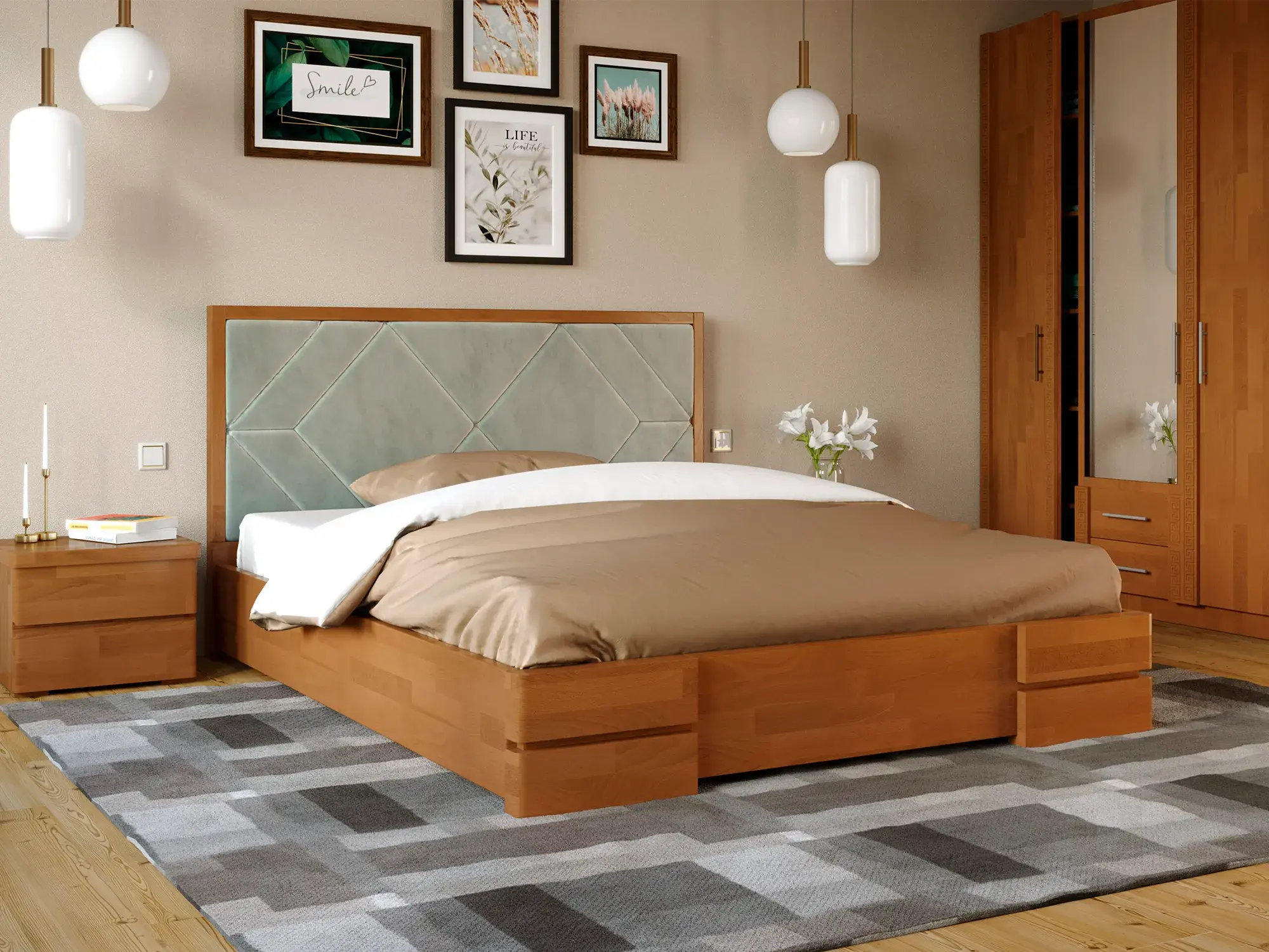 Кровать двуспальная Arbor Drev Тифани 180x200 см Орех (49040)