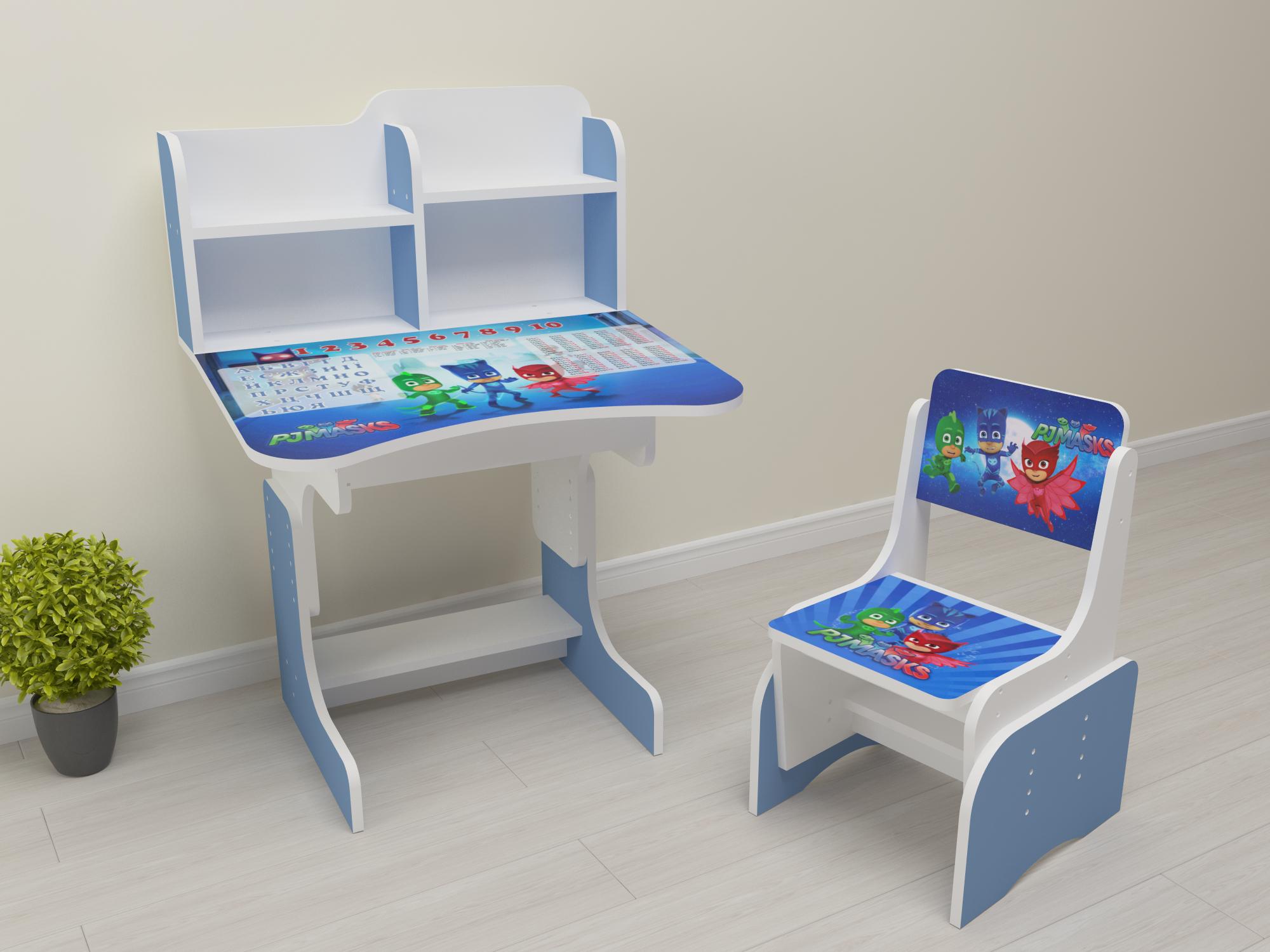 Комплект парта і стілець-трансформери Герої в масках від 3 років Блакитний (026)