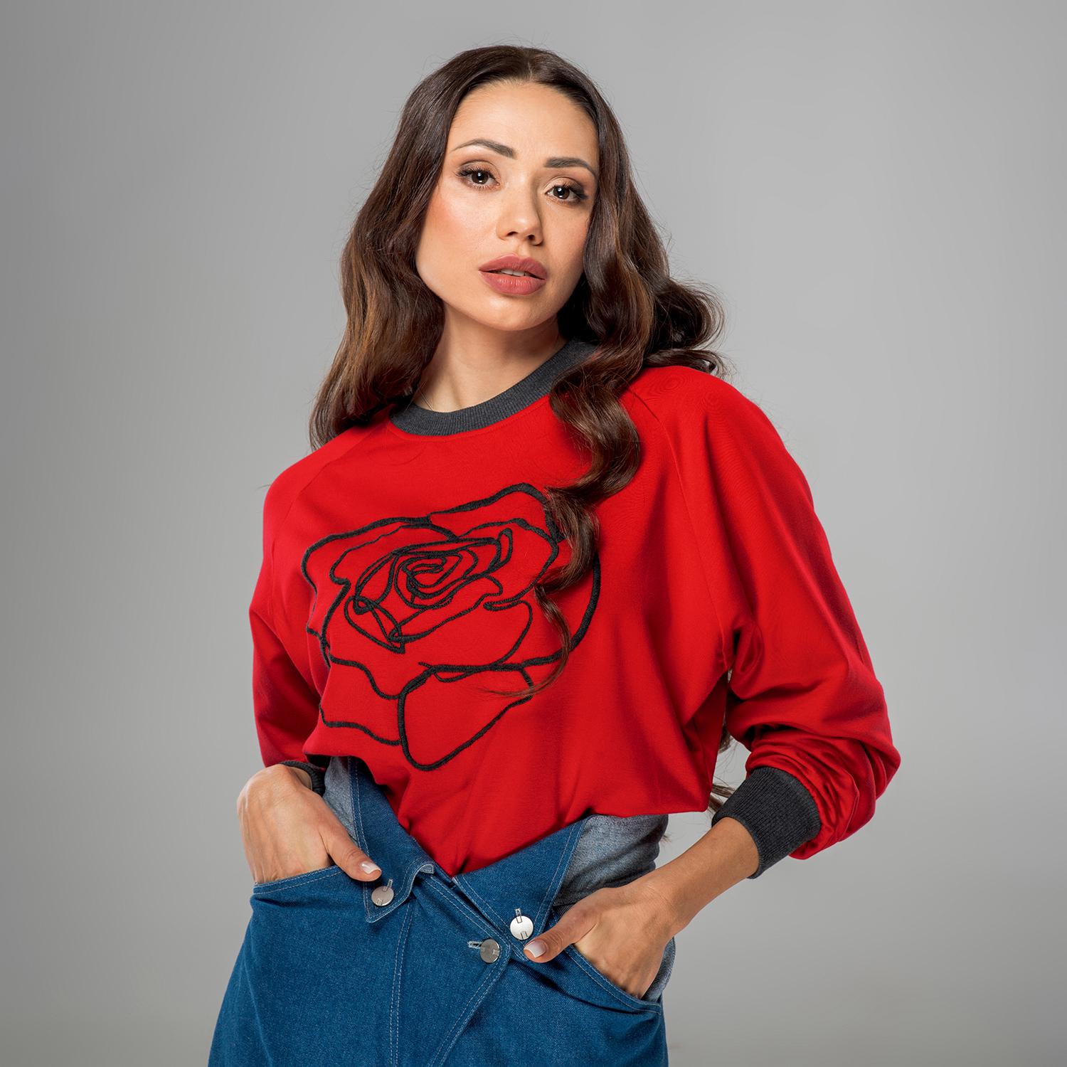 Свитшот с вышивкой BATIAR Роза XL-XXL Красный