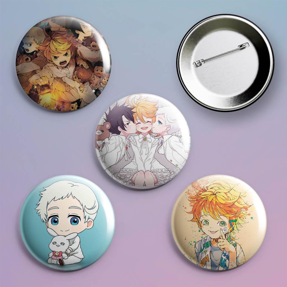 Значки на рюкзак с принтом аниме The Promised Neverland 4 шт.