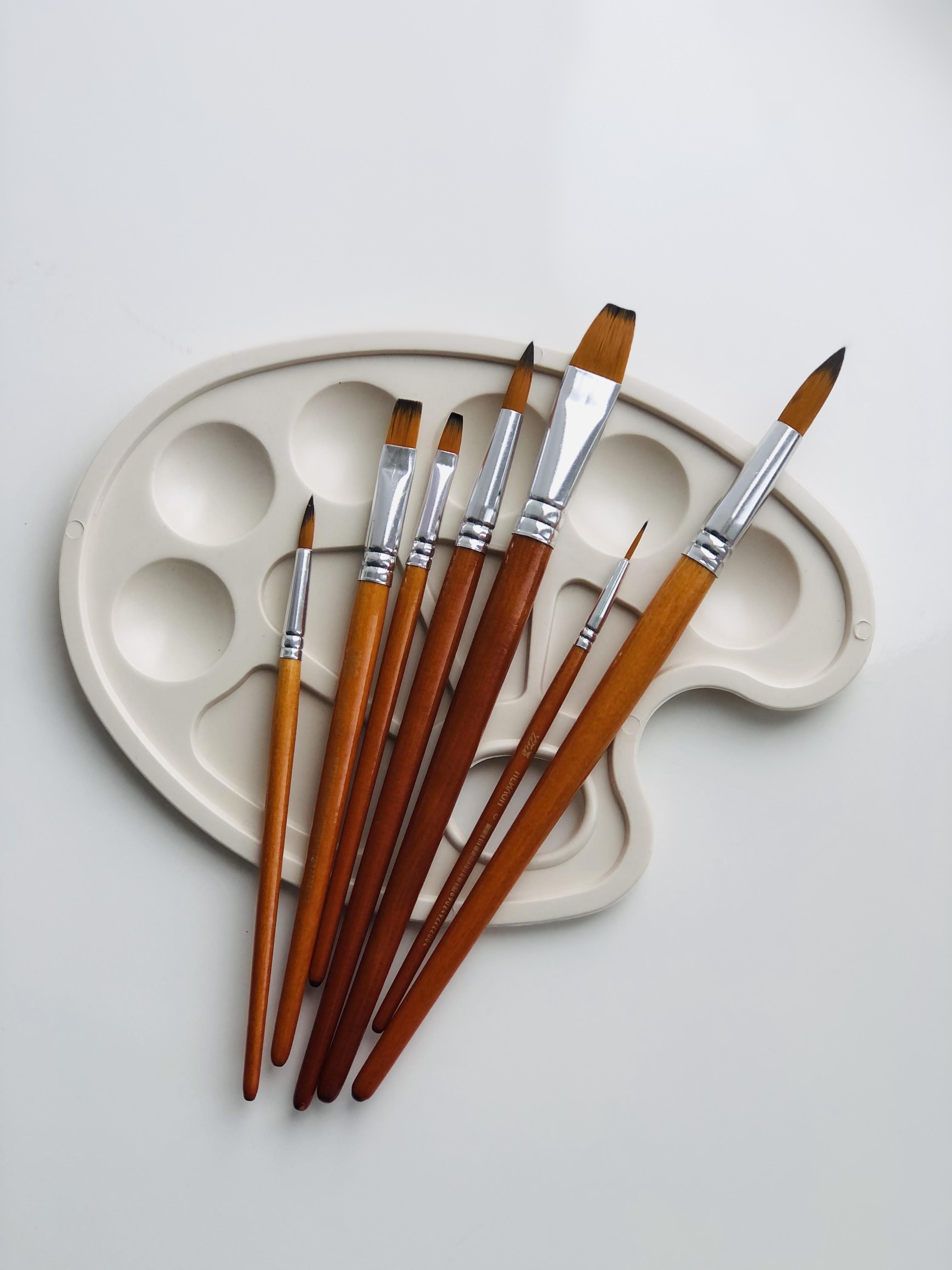 Набір для малювання 7 пензликів з палітрою для фарби (17904810)