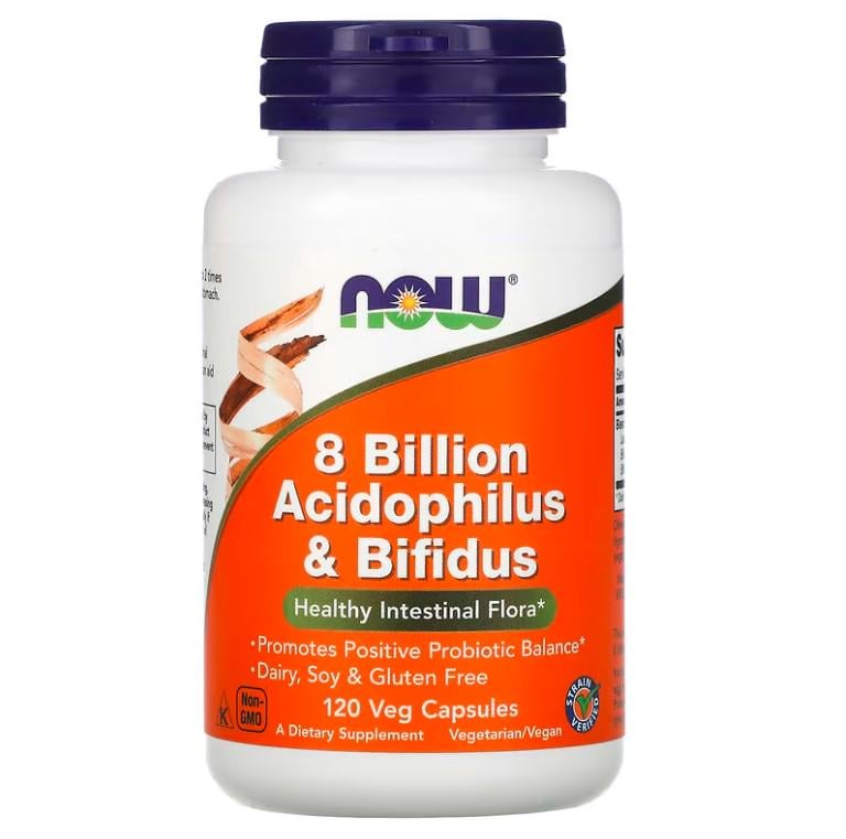 Пробіотик NOW Foods 8 Billion Acidophilus & Bifidus 120 вег. капс. (000002765)