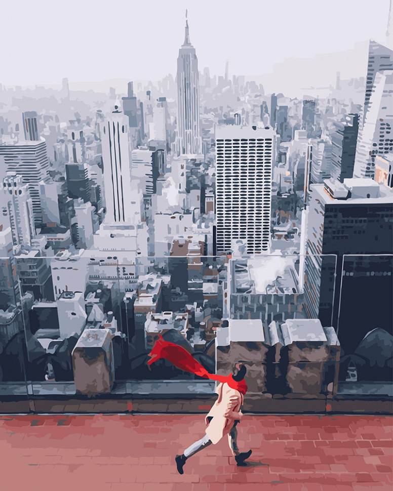 Картина по номерам Brushme Красный шарф в Нью-Йорке (GX26281)