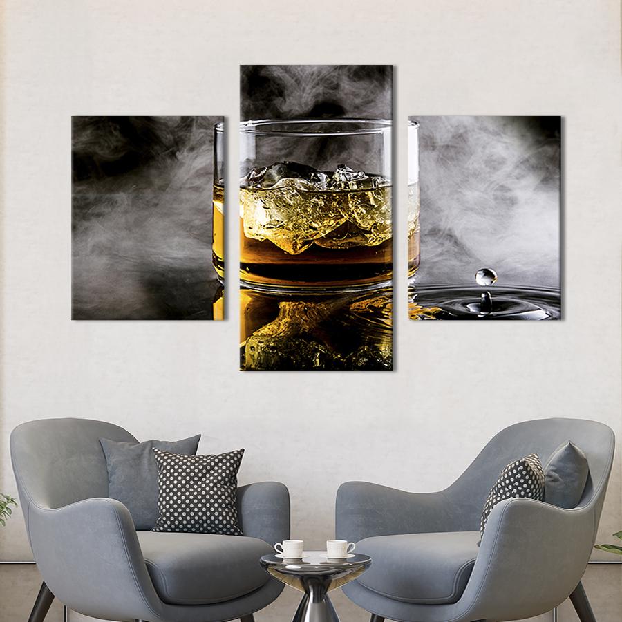 Картина для интерьера Виски со льдом в тумане 96x60 см (307-32)