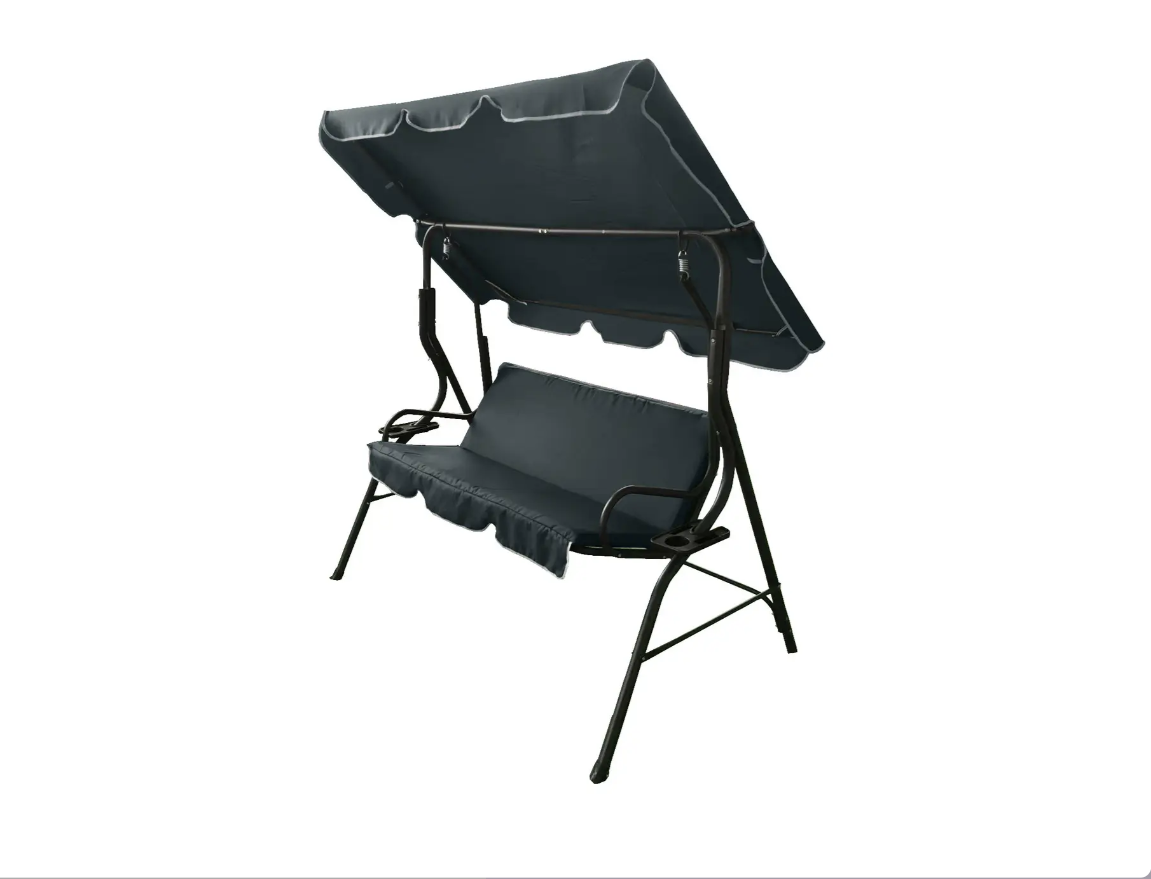 Садовая качель трехместная VOLSO VS 3088 с навесом и подстаканниками 170x110x153 см Антрацит - фото 4 Садовая качель трехместная VOLSO VS 3088 с навесом и подстаканниками 170x110x153 см Антрацит - фото 4