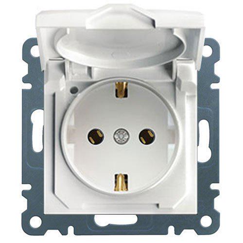 Розетка одинарная Hager с ж/к и крышкой Lumina 16А/230V Белый (28685485)