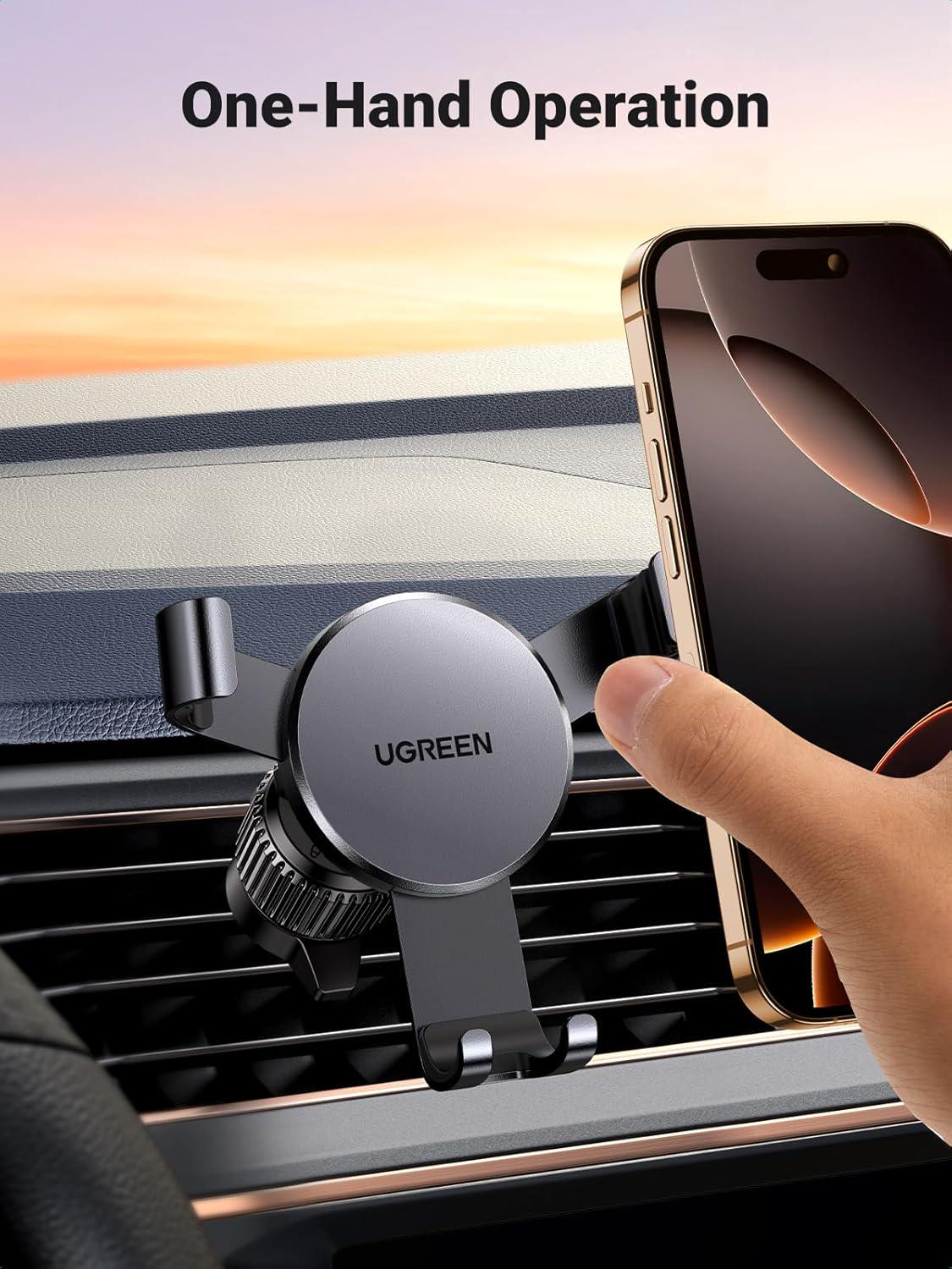 Держатель для телефона в машину UGREEN LP130 алюминиевый на вентиляционную сетку Black (15814) - фото 6 Держатель для телефона в машину UGREEN LP130 алюминиевый на вентиляционную сетку Black (15814) - фото 6