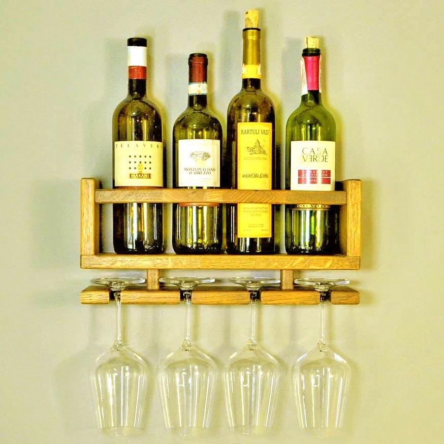 Полка для вина настенная из дерева Киото Карри (ПНК-000203)