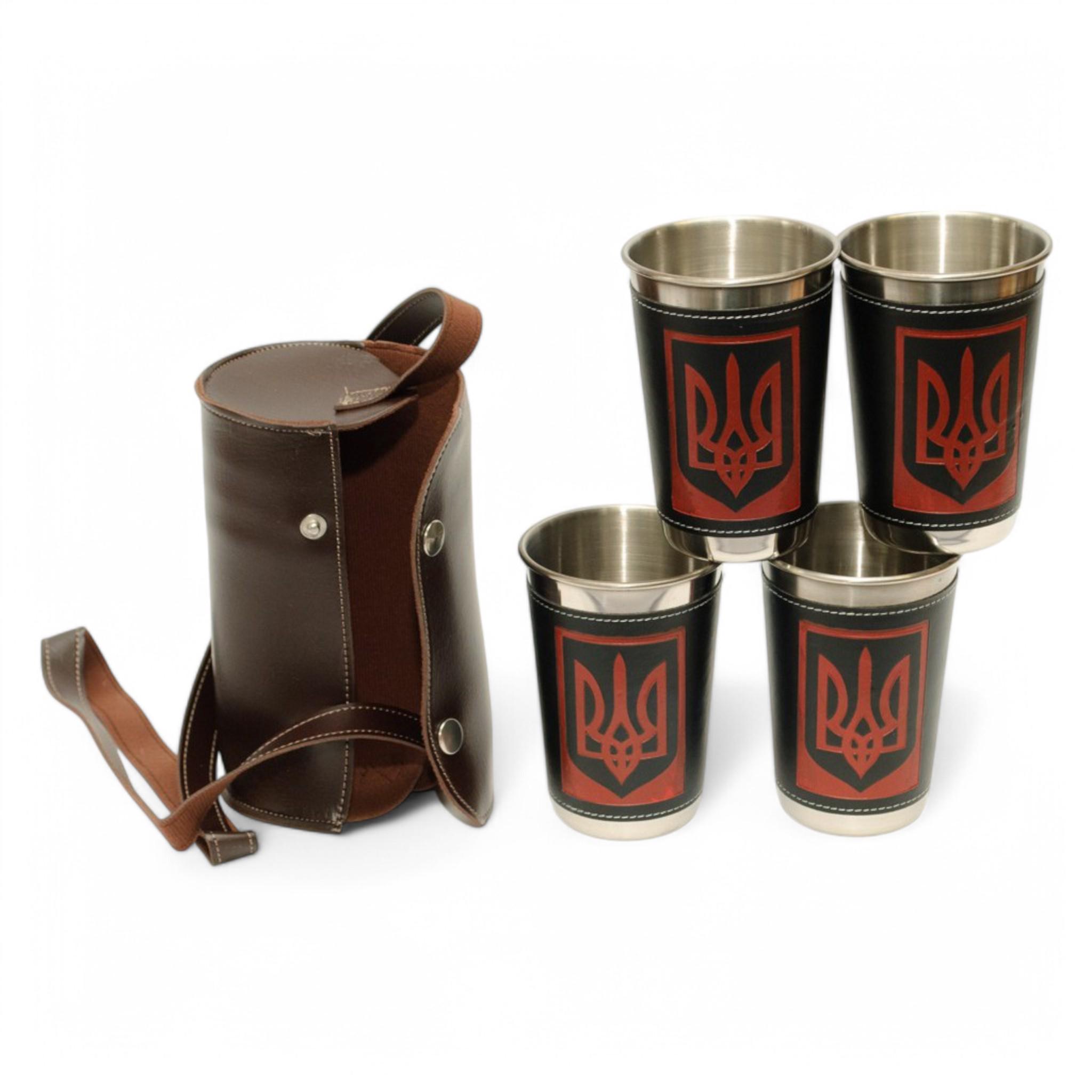 Набор производных стаканов Украина из нержавеющей стали в чехле 4 шт. по 400 мл (S_ST3-60)