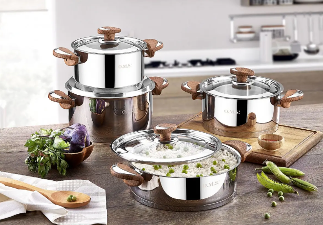 Набір каструль із сотейником OMS із нержавіючої сталі 8 предметів (1076-8) - фото 10 Набір каструль із сотейником OMS із нержавіючої сталі 8 предметів (1076-8) - фото 10