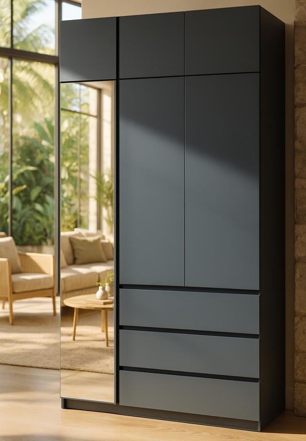 Шкаф для одежды с антресолью Мастер Форм Брайт левосторонний 1200х520х2400 мм Антрацитовый (32363)