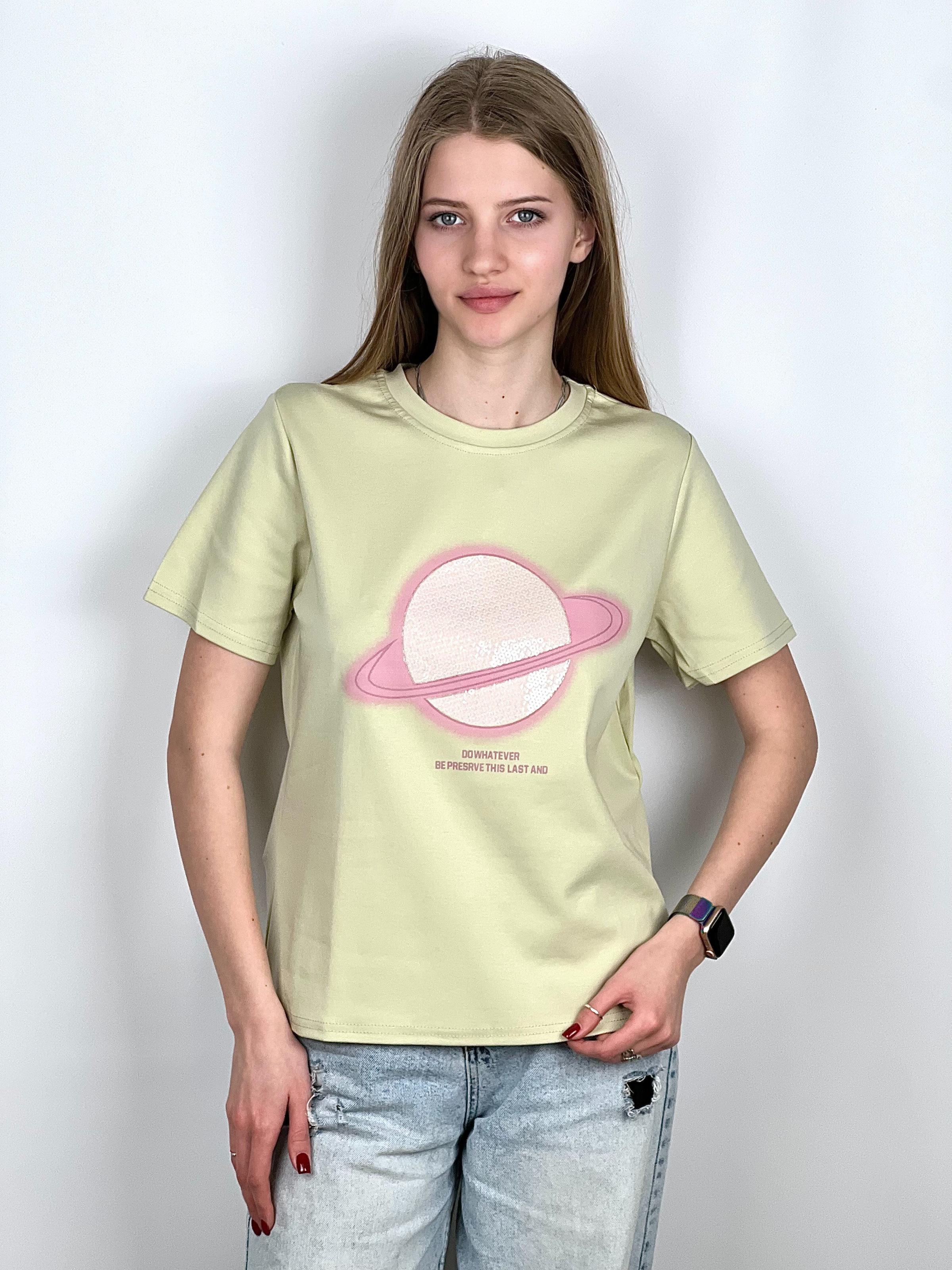 Футболка женская Сатурн OS Черный (#2663) - фото 8