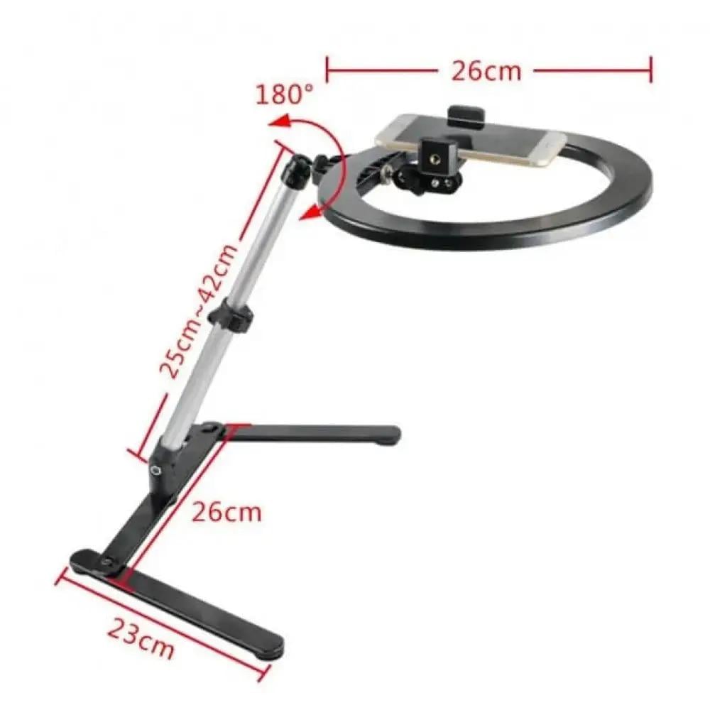 Кольцевая лампа 26 см на штативе для предметной фото и видео съемки (4646) - фото 5 Кольцевая лампа 26 см на штативе для предметной фото и видео съемки (4646) - фото 5