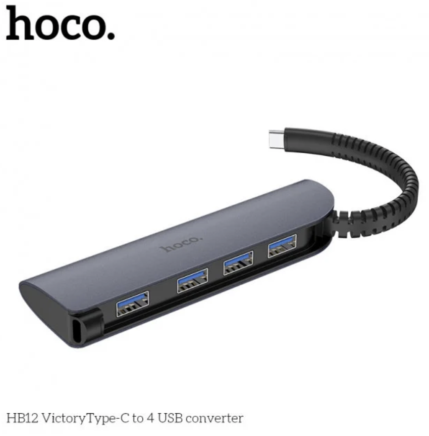 Переходник картридер USB-Хаб для MacBook Hoco HB12 Victory Type-C to 4 USB 3,0 - фото 2