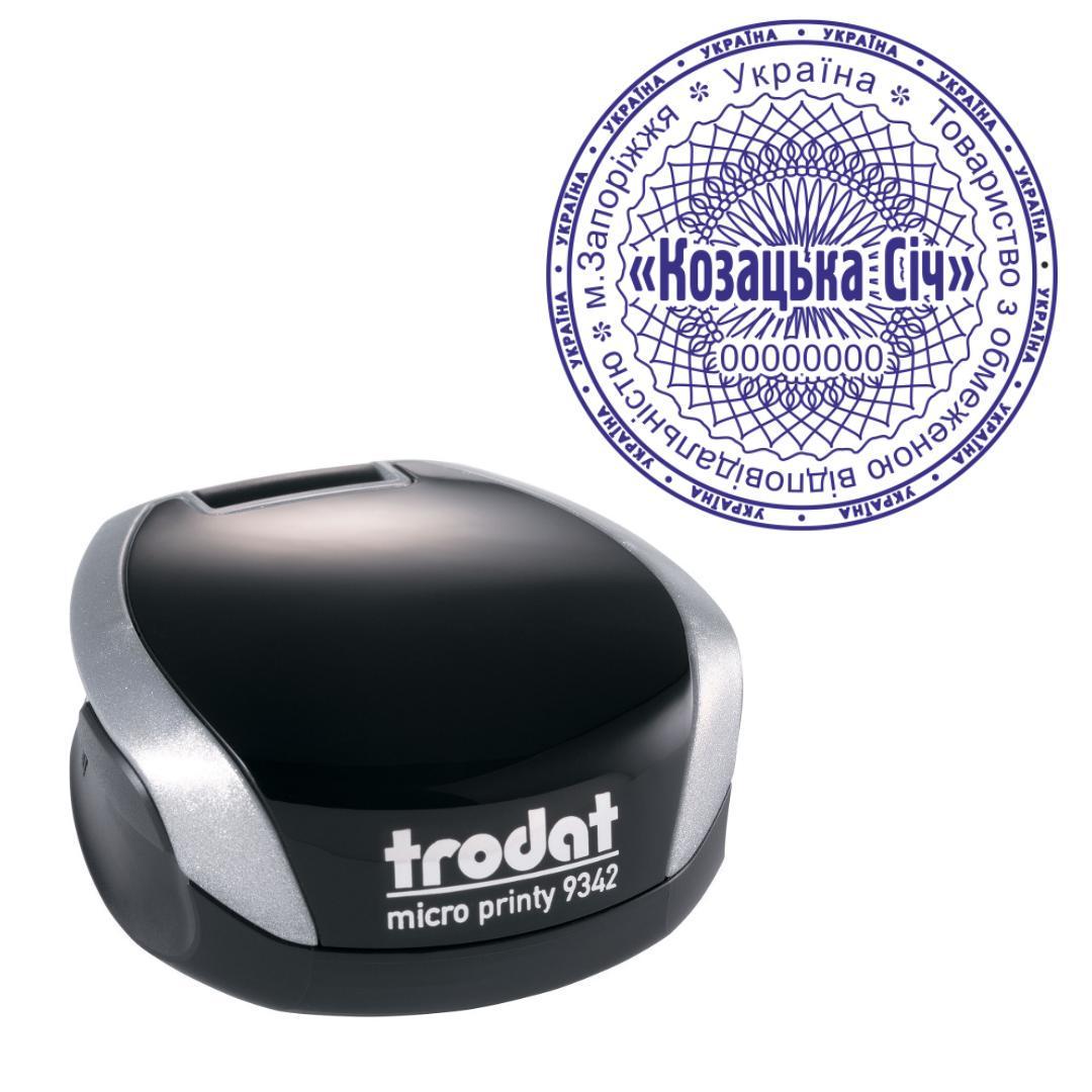 Печать ТОВ на карманном оснащении Trodat Micro Printy 9342 d 42 мм Серебристый (ООО2/9342/S)