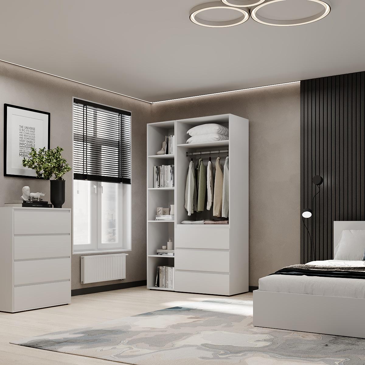 Шкаф распашной комбинированный ART IN HEAD №7 Light 1200x500x2200 мм Белый бриллиант (GALTK071000000) - фото 4 Шкаф распашной комбинированный ART IN HEAD №7 Light 1200x500x2200 мм Белый бриллиант (GALTK071000000) - фото 4