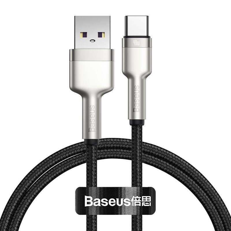 Кабель Baseus CATJK-A01 Cafule Metal Cable USB to Type-C 40W 4A 1 м Black